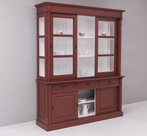 Buffet Vaisselier en bois Massif ROMANE - 180x51x220cm