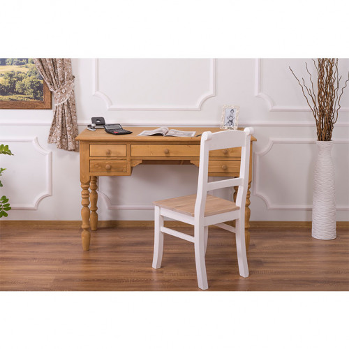 Bureau en bois massif avec 5 Tiroirs ROMANE | 130x65x83cm