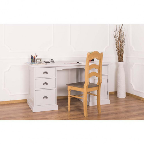 Bureau en Bois Massif avec 4 Tiroirs et 1 Placard | 152x70x78cm