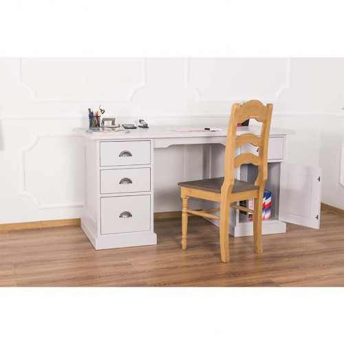 Bureau en Bois Massif avec 4 Tiroirs et 1 Placard | 152x70x78cm