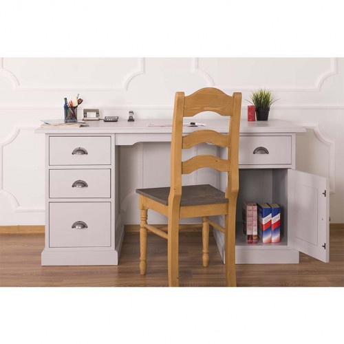Bureau en Bois Massif avec 4 Tiroirs et 1 Placard | 152x70x78cm