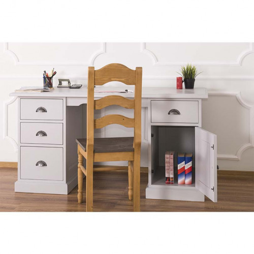 Bureau en Bois Massif avec 4 Tiroirs et 1 Placard | 152x70x78cm