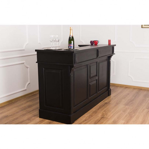 Comptoir Bar 180 cm en pin massif avec plateau en acier Zingué