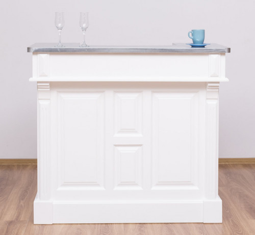 Comptoir Bar 120 cm en pin massif avec plateau en acier Zingué