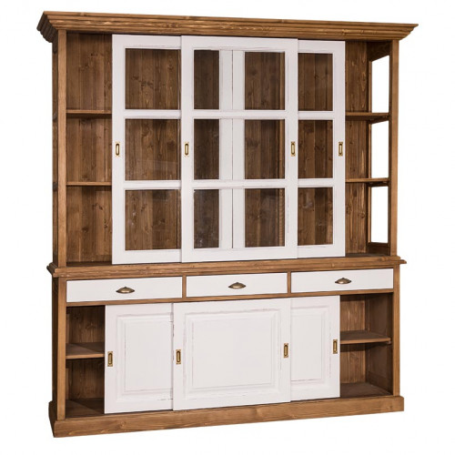 Buffet Vaisselier en bois massif ROMANE - 206x53x219 cm