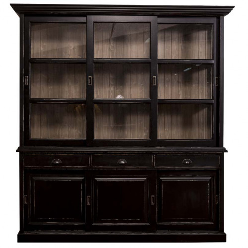 Buffet Vaisselier en bois massif ROMANE - 206x53x219 cm