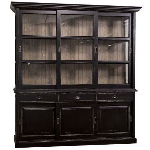 Buffet Vaisselier en bois massif ROMANE - 206x53x219 cm