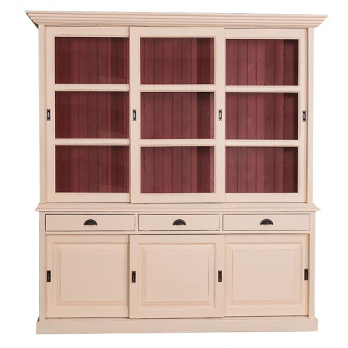 Buffet Vaisselier en bois massif ROMANE - 206x53x219 cm