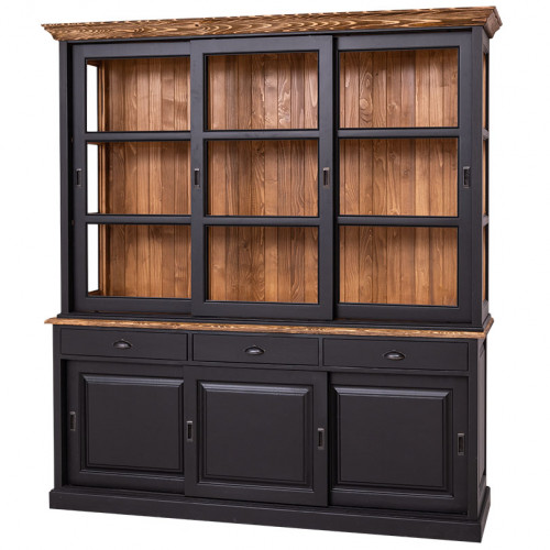 Buffet Vaisselier en bois massif ROMANE - 206x53x219 cm