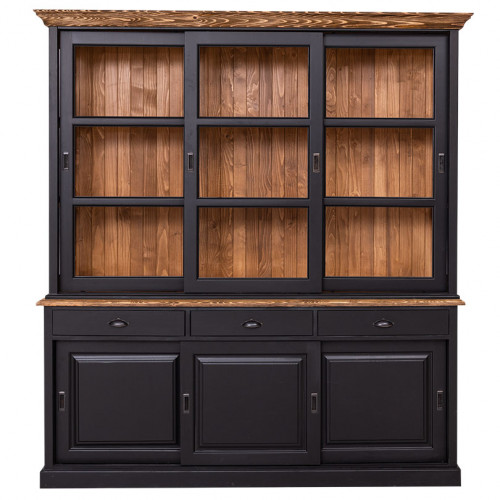 Buffet Vaisselier en bois massif ROMANE - 206x53x219 cm
