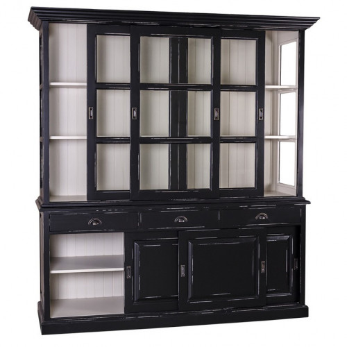 Buffet Vaisselier en bois massif ROMANE - 206x53x219 cm
