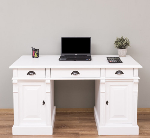 Bureau en bois massif ROMANE - 140x70x78 cm