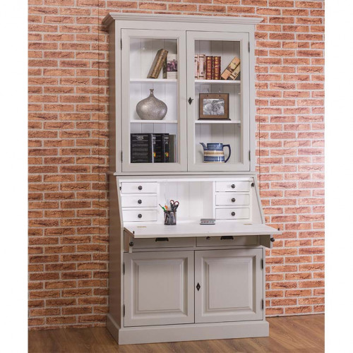 Secrétaire bureau en bois massif ROMANE - 110x49x217 cm