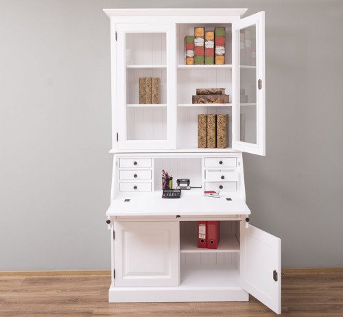 Secrétaire bureau en bois massif ROMANE - 110x49x217 cm