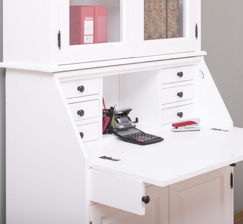 Secrétaire bureau en bois massif ROMANE - 110x49x217 cm