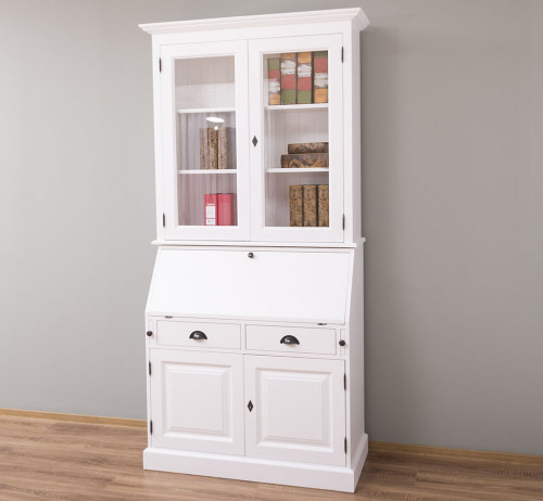 Secrétaire bureau en bois massif ROMANE - 110x49x217 cm