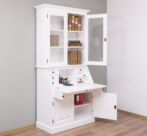 Secrétaire bureau en bois massif ROMANE - 110x49x217 cm