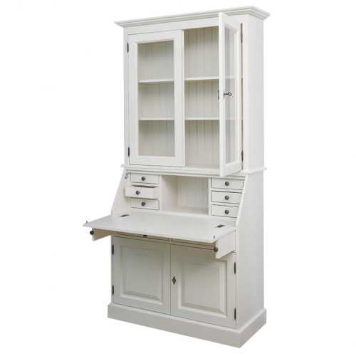 Secrétaire bureau en bois massif ROMANE - 110x49x217 cm