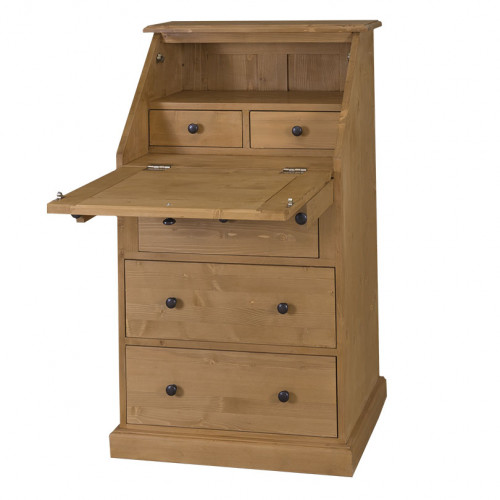 Secrétaire bureau en bois massif ROMANE - 65x45x110 cm