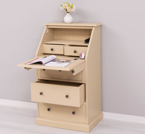 Secrétaire bureau en bois massif ROMANE - 65x45x110 cm
