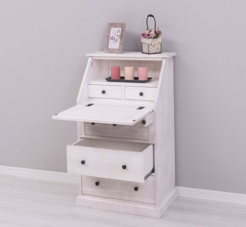 Secrétaire bureau en bois massif ROMANE - 65x45x110 cm