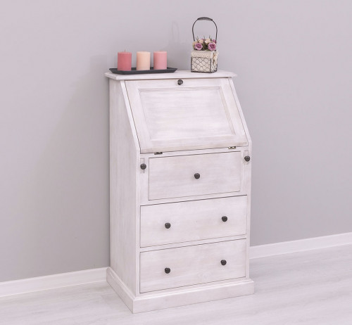Secrétaire bureau en bois massif ROMANE - 65x45x110 cm