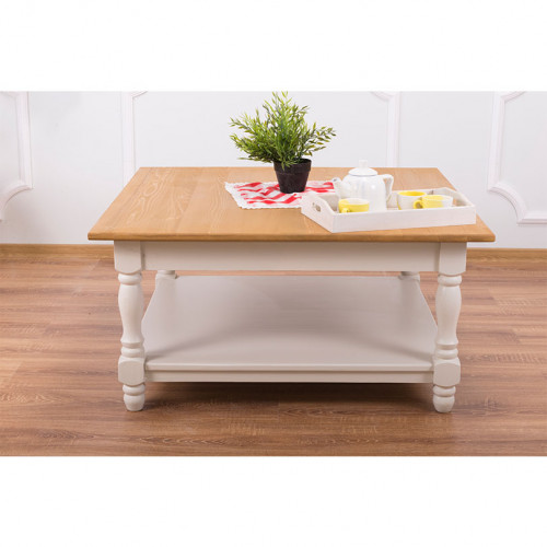 Table basse en pin massif ROMANE - 90x90x45 cm