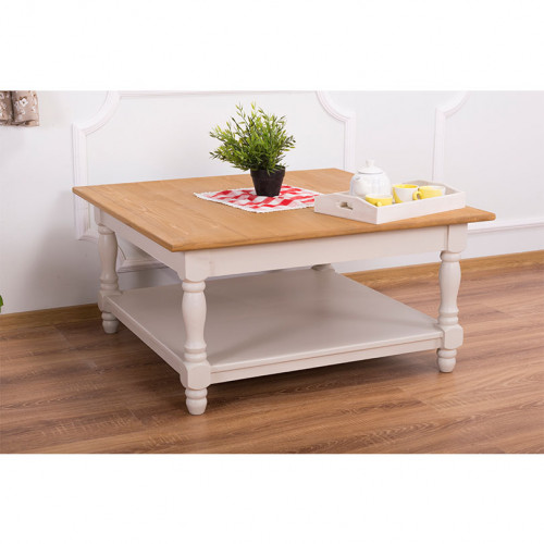 Table basse en pin massif ROMANE - 90x90x45 cm