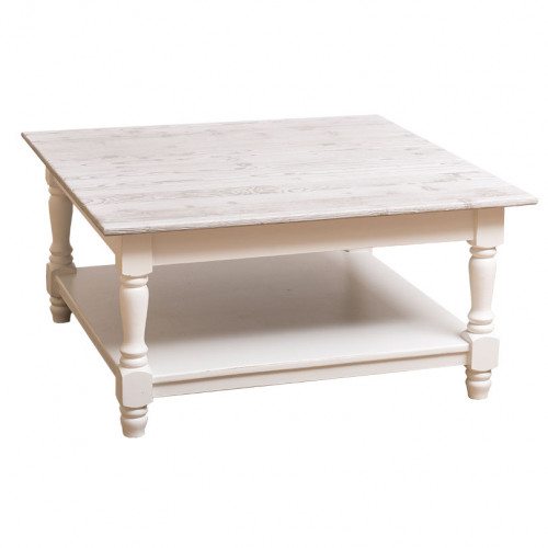 Table basse en pin massif ROMANE - 90x90x45 cm