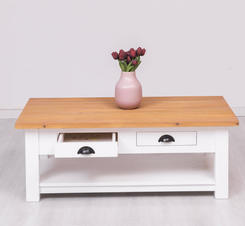Table de salon en bois massif ROMANE - 120x65x45 cm