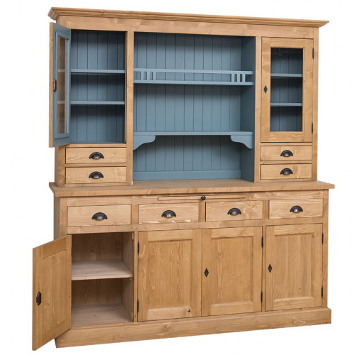 Buffet Vaisselier en bois massif ROMANE - 179x50x107 cm