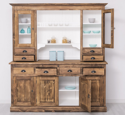 Buffet Vaisselier en bois massif ROMANE - 179x50x107 cm