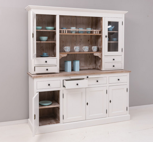 Buffet Vaisselier en bois massif ROMANE - 179x50x107 cm