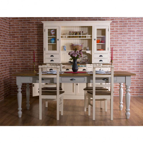Buffet Vaisselier en bois massif ROMANE - 179x50x107 cm