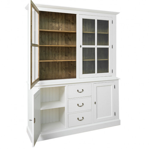 Buffet Vaisselier en bois massif ROMANE - 178x47x225 cm