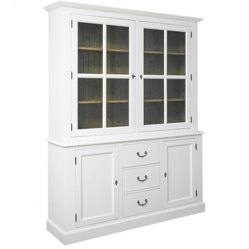 Buffet Vaisselier en bois massif ROMANE - 178x47x225 cm