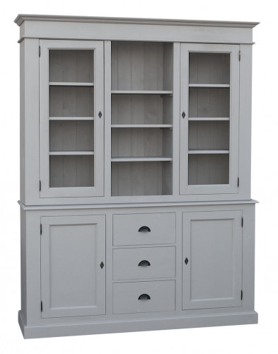 Buffet Vaisselier en bois massif ROMANE - 178x47x225 cm