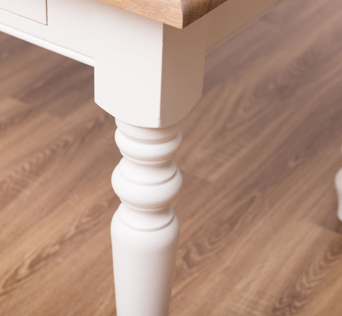 Table à manger avec pieds tournés et 3 tiroirs - 180cm