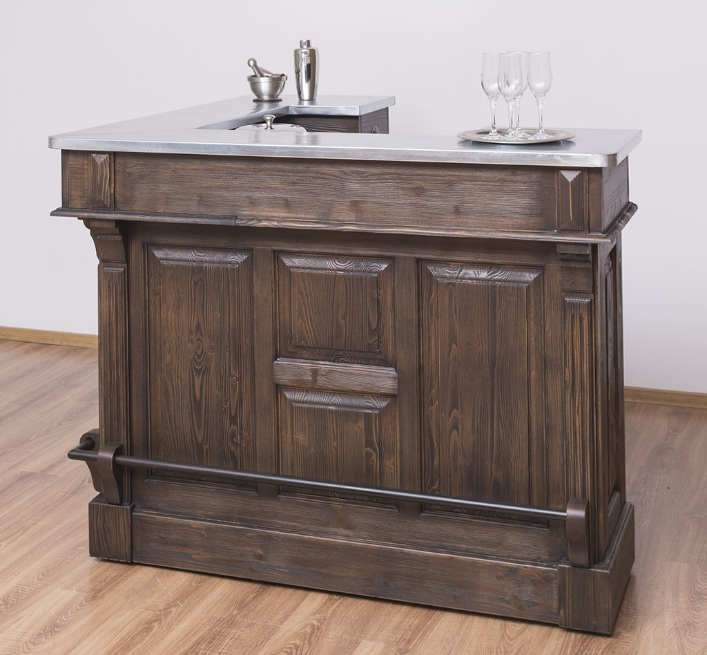 Comptoir de Bar d'angle en bois Massif | (140+140)x51x107cm - Demeure ...