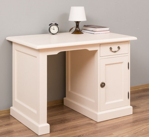 Bureau en bois massif avec 1 porte et 1 tiroir ROMANE | 110x70x78 cm