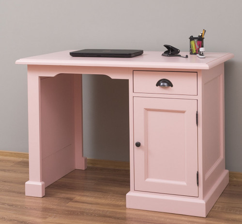 Bureau en bois massif avec 1 porte et 1 tiroir ROMANE | 110x70x78 cm