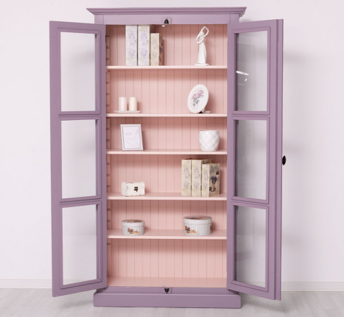 Bibliothèque Vitrine 2 Portes et 5 tablettes ROMANE | 110x40x210 cm