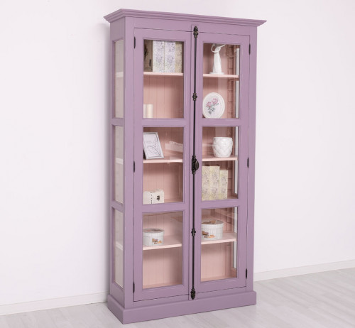 Bibliothèque Vitrine 2 Portes et 5 tablettes ROMANE | 110x40x210 cm