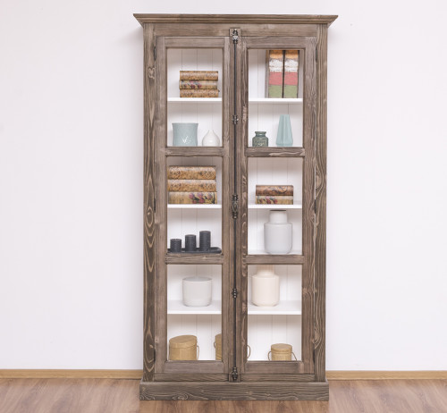Bibliothèque Vitrine 2 Portes et 5 tablettes ROMANE | 110x40x210 cm