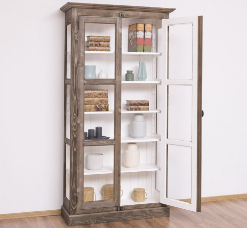 Bibliothèque Vitrine 2 Portes et 5 tablettes ROMANE | 110x40x210 cm