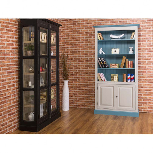 Bibliothèque Vitrine 2 Portes et 5 tablettes ROMANE | 110x40x210 cm