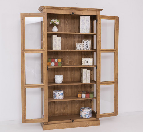 Bibliothèque Vitrine 2 Portes et 5 tablettes ROMANE | 110x40x210 cm