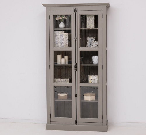 Bibliothèque Vitrine 2 Portes et 5 tablettes ROMANE | 110x40x210 cm