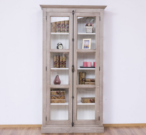 Bibliothèque Vitrine 2 Portes et 5 tablettes ROMANE | 110x40x210 cm