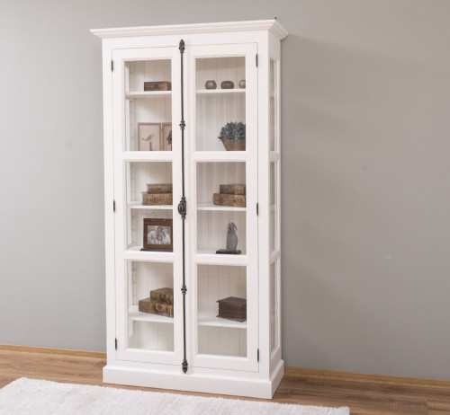 Bibliothèque Vitrine 2 Portes et 5 tablettes ROMANE | 110x40x210 cm